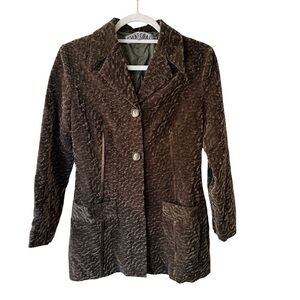 Charcoal Elegant Brown Textured Women's Blazer Size M Tailored Work Office